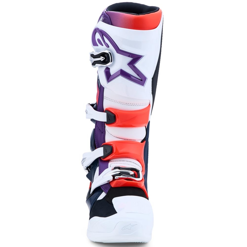 Alpinestars TECH 7 motokrosa zābaki violeti-balti-tumši zili-fluorescējoši sarkani