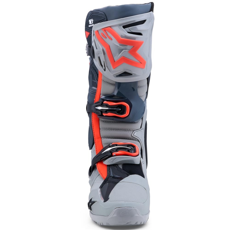 Alpinestars Tech 10 Enduro motocikla zābaki pelēki-tumši pelēki-fluorescējoši sarkani