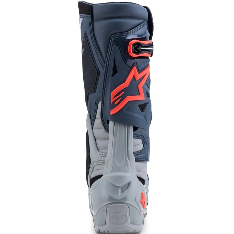 Alpinestars Tech 10 Enduro motocikla zābaki pelēki-tumši pelēki-fluorescējoši sarkani