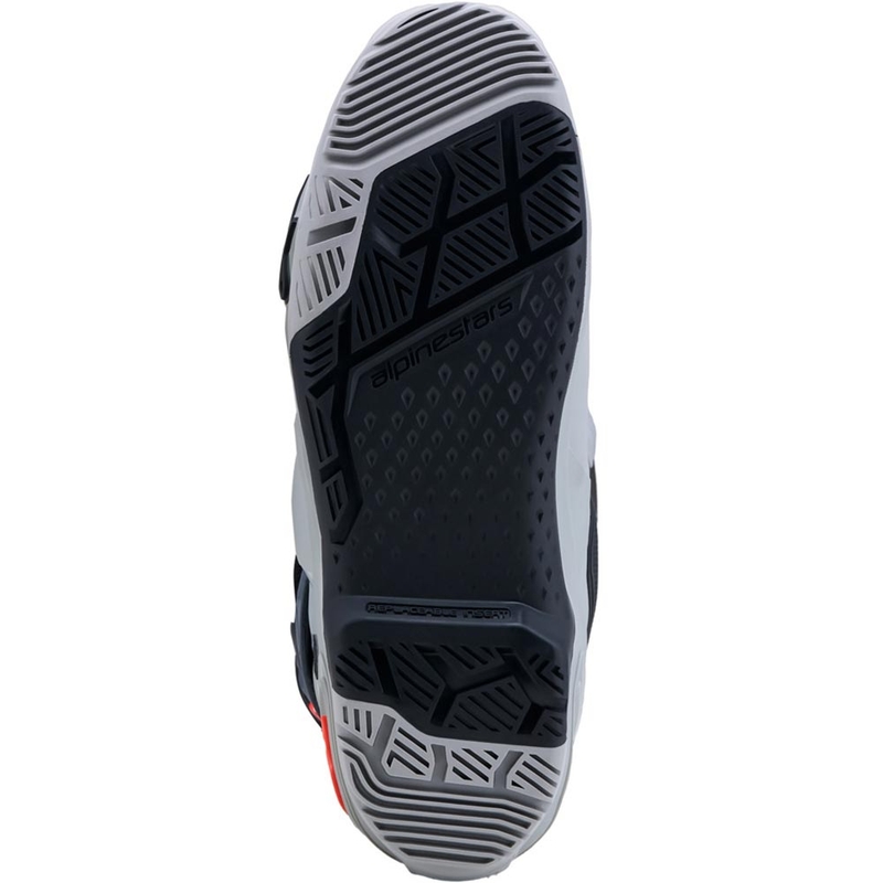 Alpinestars Tech 10 Enduro motocikla zābaki pelēki-tumši pelēki-fluorescējoši sarkani