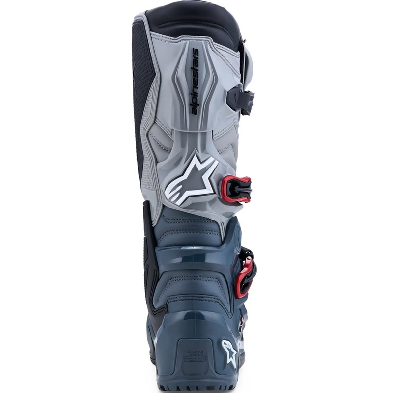 Alpinestars TECH 7 Enduro Drystar motocikla zābaki tumši pelēki-gaiši pelēki-sarkani