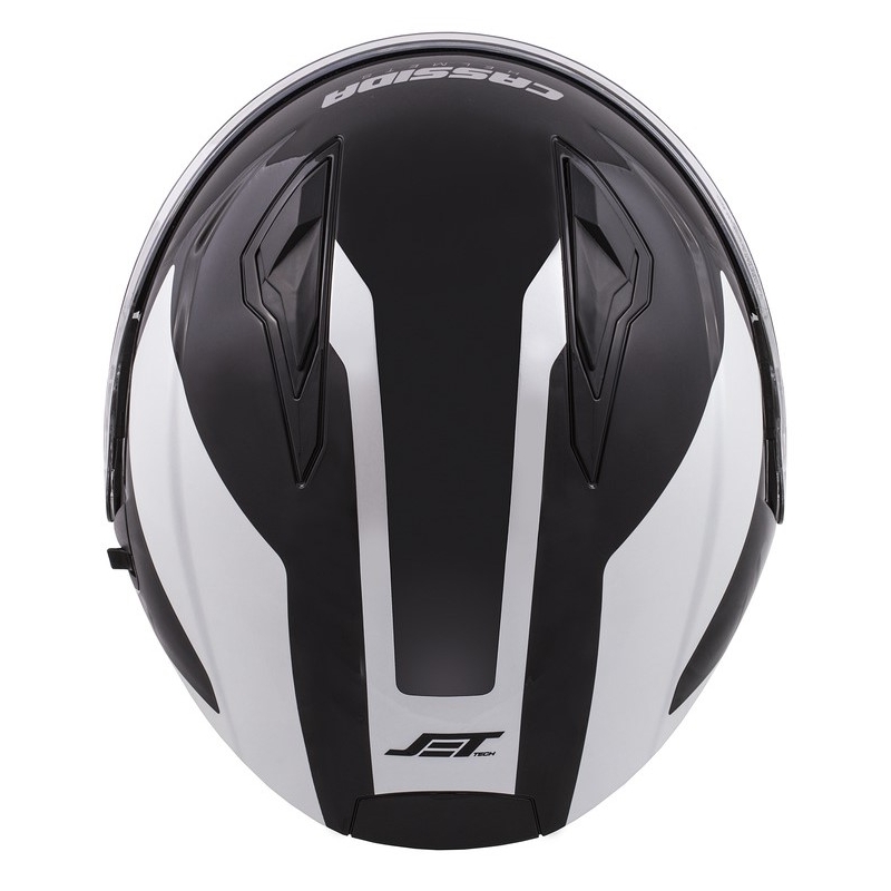 Cassida Jet Tech Corso Open motociklu ķivere melnā un baltā krāsā