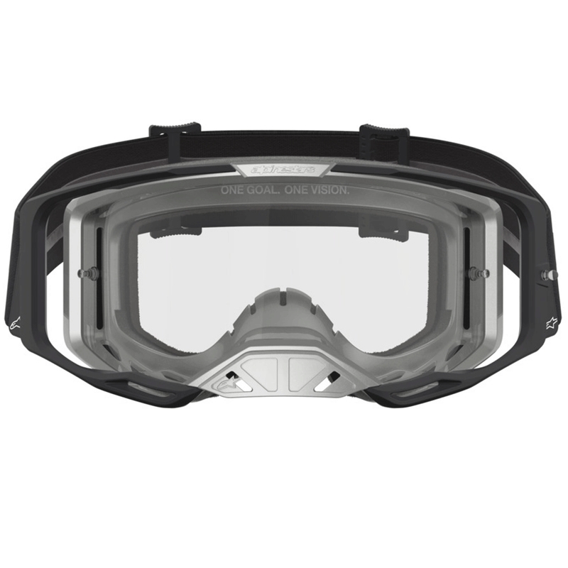 Alpinestars Vision 8 Amber motokrosa brilles, melnas-sudrabainas ar caurspīdīgu pleksiglasu