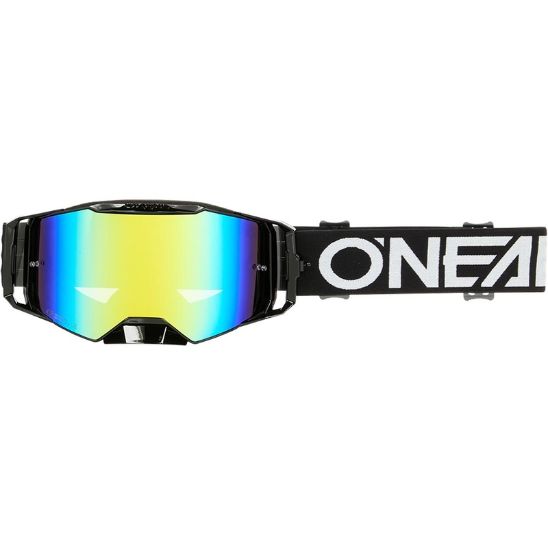 Motokrosa brilles O'Neal B-55 Cram melni baltas ar spoguļzelta plexiglasu
