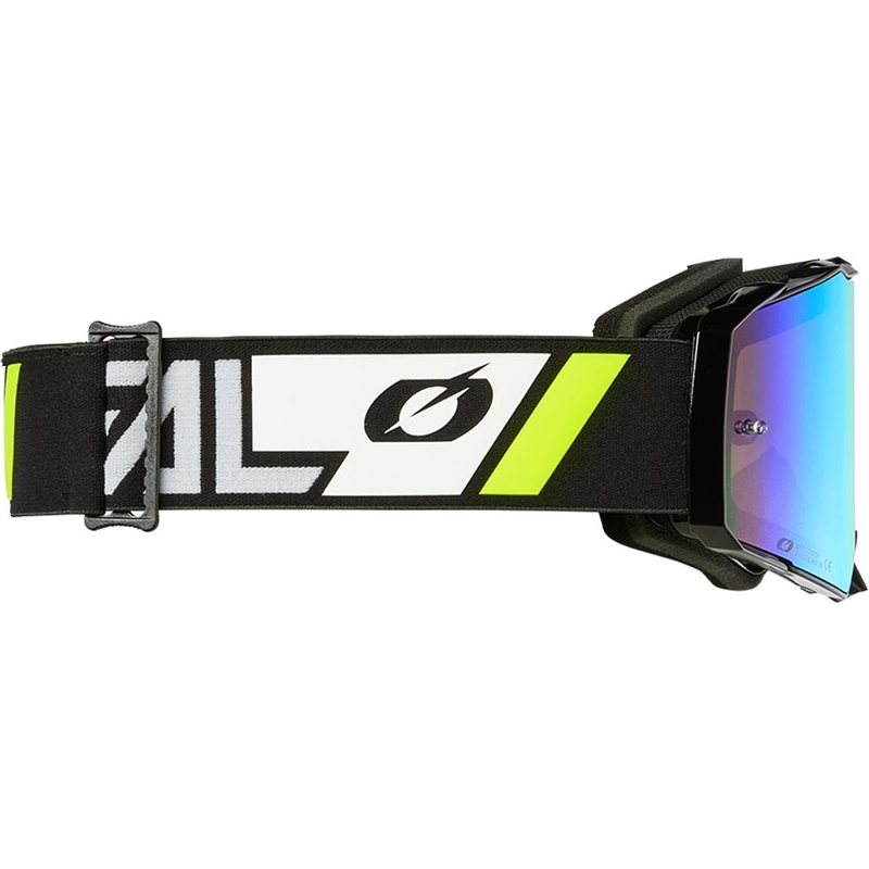 Motokrosa brilles O'Neal B-55 Cram melni baltas ar spoguļzelta plexiglasu
