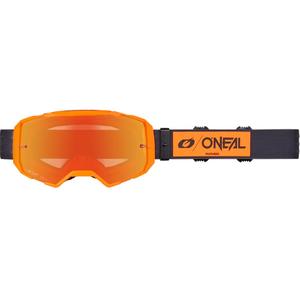 Motokrosa brilles O'Neal B-22 Core melnas-oranžas ar spoguļsarkanu pleksiglasu