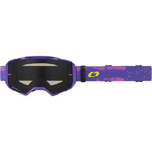 Motokrosa brilles O´Neal B-22 krāsa violeti dzeltena ar pelēku pleksiglasu