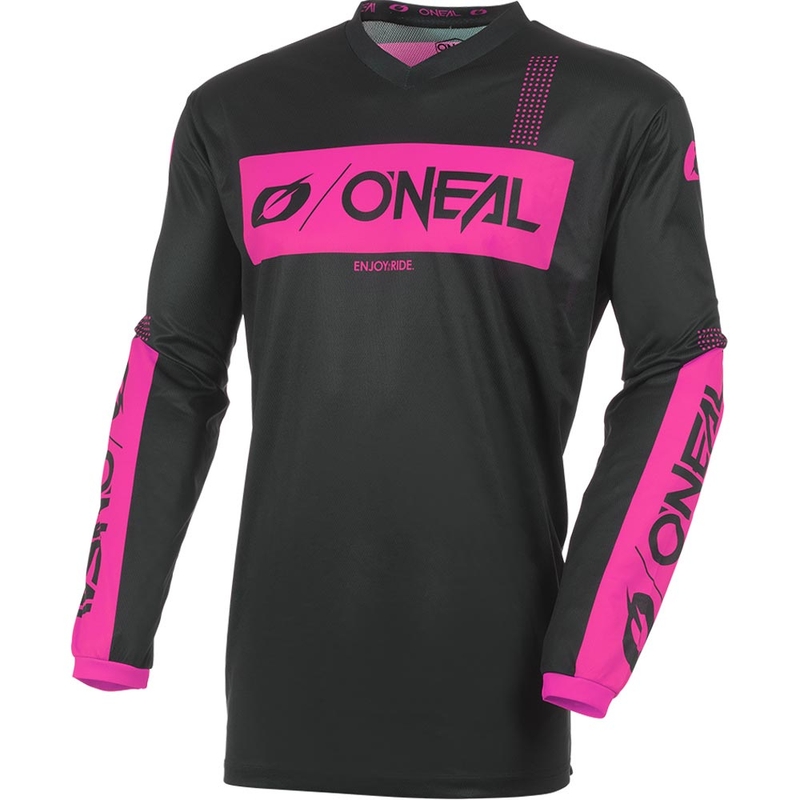 Sieviešu motokrosa krekls O'Neal Element Racewear melns-rozā