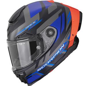 Scorpion EXO-RACE Air Carbon Fury slēgta motocikla ķivere, matēta melna-pelēka-zila