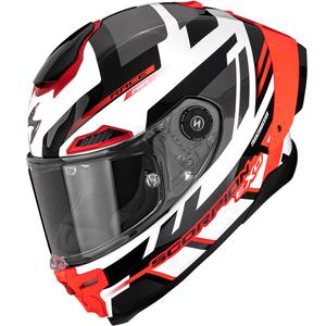 Scorpion EXO-RACE Air Carbon Fury slēgta motocikla ķivere, balta-sudraba-sarkana