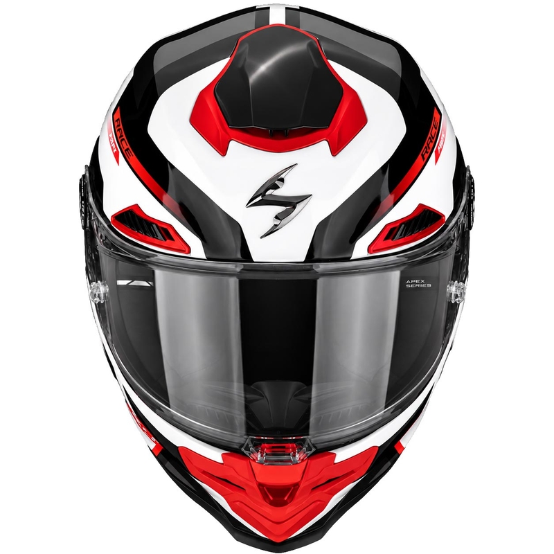 Scorpion EXO-RACE Air Carbon Fury slēgta motocikla ķivere, balta-sudraba-sarkana