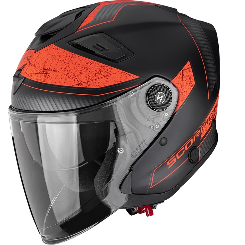 Scorpion EXO-GT Jet Crest atvērtā motocikla ķivere, matēta melna-sarkana