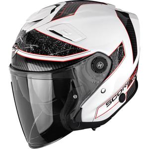 Scorpion EXO-GT Jet Crest atvērtā motocikla ķivere, balta-sarkana
