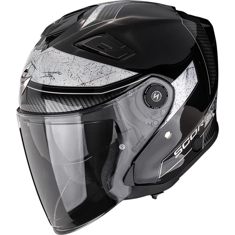 Scorpion EXO-GT Jet Crest atvērtā motocikla ķivere melna-sudrabaina