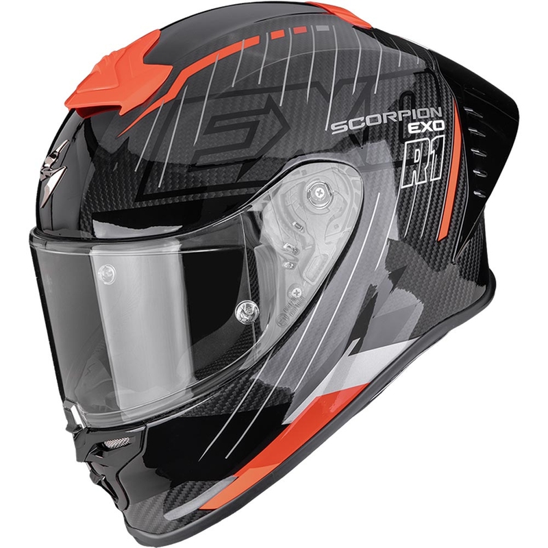 Scorpion EXO-R1 EVO II Air Surge slēgta motocikla ķivere, melna-sarkana