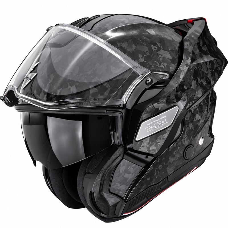 Scorpion EXO-TECH II Onyx Carbon motocikla ķivere, atverama, melna