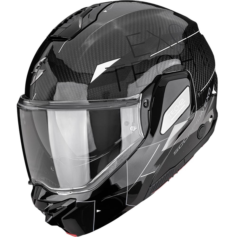 Scorpion EXO-TECH II Carbon Viator atveramā motocikla ķivere melna-sudraba