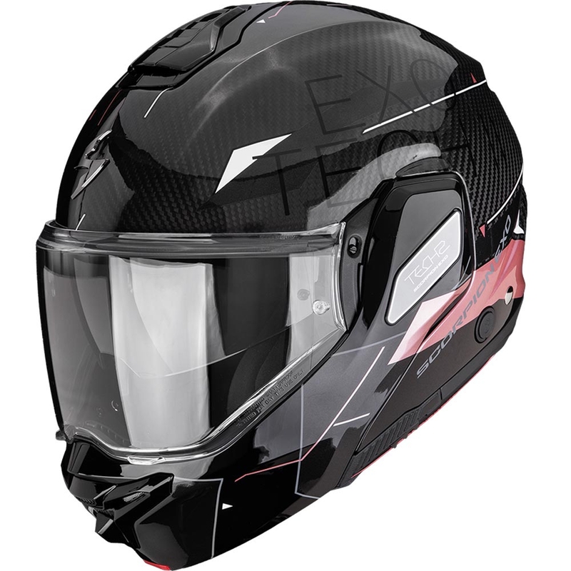 Scorpion EXO-TECH II Carbon Viator atveramā motocikla ķivere melna-rozā