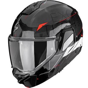 Scorpion EXO-TECH II Carbon Viator atveramā motocikla ķivere melna-balta-sarkana