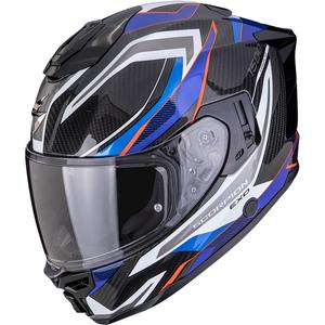 Scorpion EXO-1500 Carbon Air Hydro motocikla ķivere, melna-balta-zila