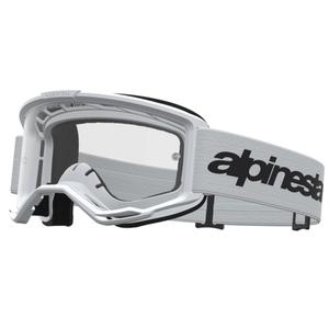 Alpinestars Vision 3 Wordmark motokrosa brilles, baltas-melnas ar caurspīdīgu pleksiglasu
