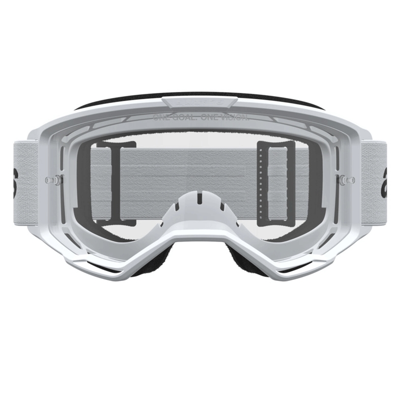 Alpinestars Vision 3 Wordmark motokrosa brilles, baltas-melnas ar caurspīdīgu pleksiglasu