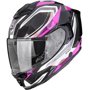 Scorpion EXO-1500 Carbon Air Hydro slēgta motocikla ķivere melna-balta-rozā