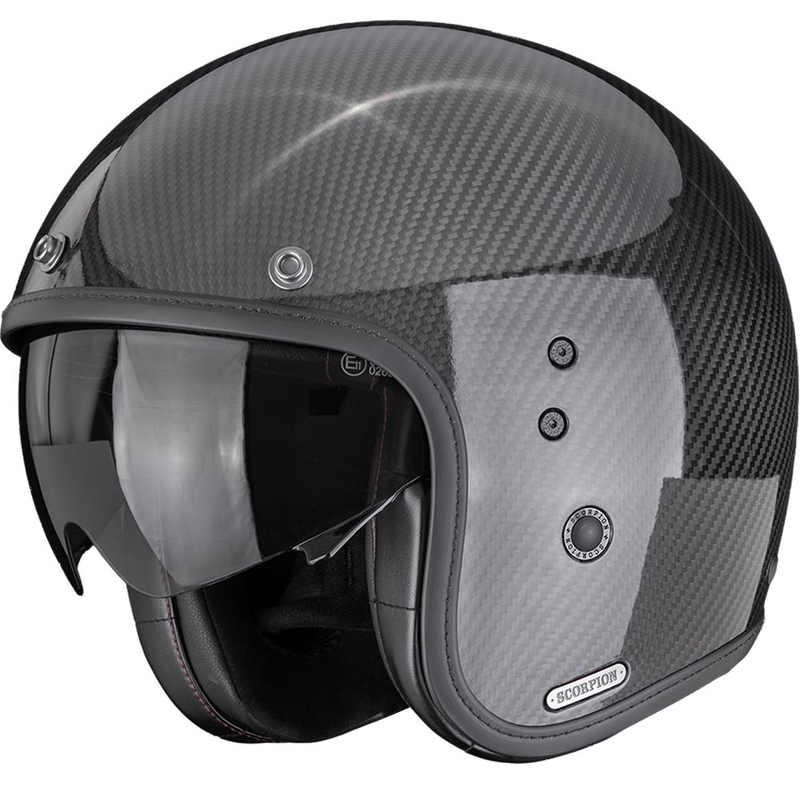 Scorpion Belfast II Carbon cietā atvērtā motocikla ķivere, melna