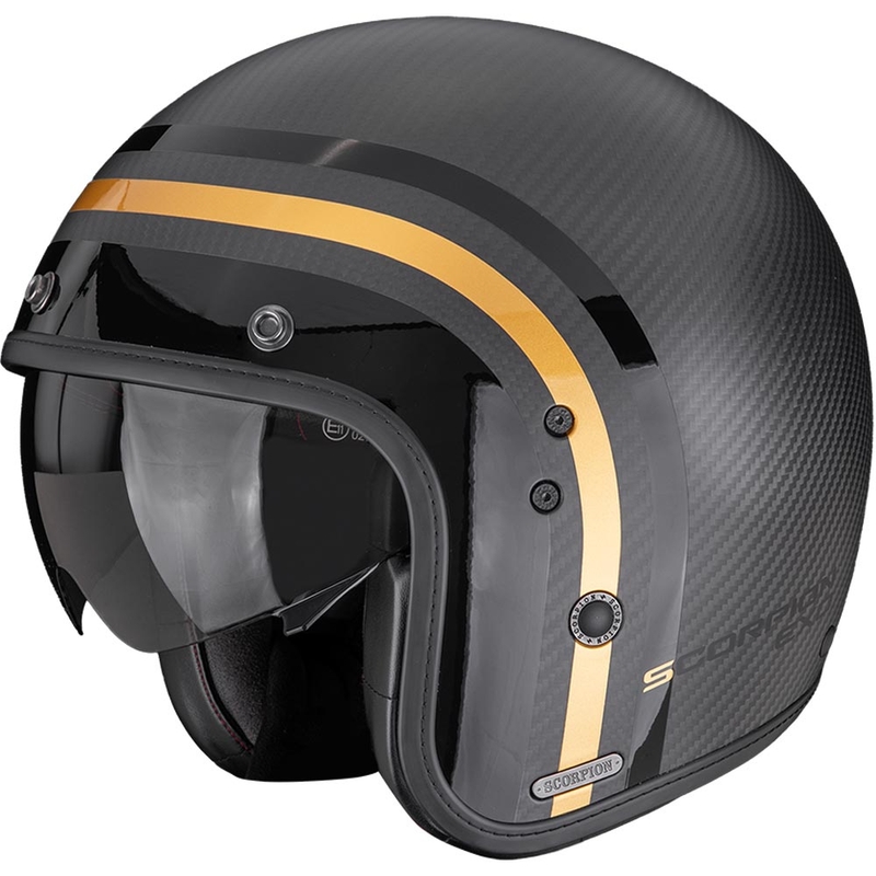 Scorpion Belfast II Carbon Regal atvērtā motocikla ķivere, matēta melna-zelta