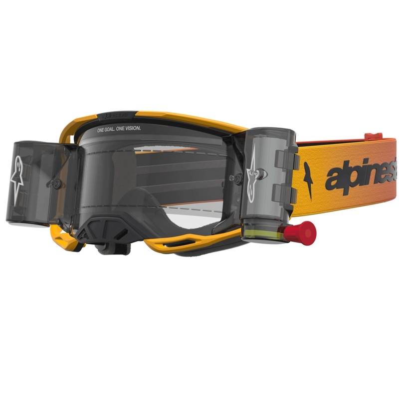 Alpinestars Vision 8 Amber Roll-Off motokrosa brilles, dzeltenas-sarkanas-melnas