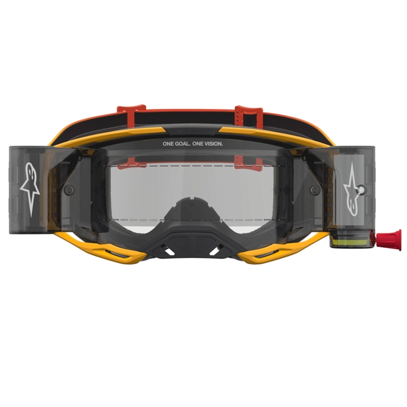 Alpinestars Vision 8 Amber Roll-Off motokrosa brilles, dzeltenas-sarkanas-melnas