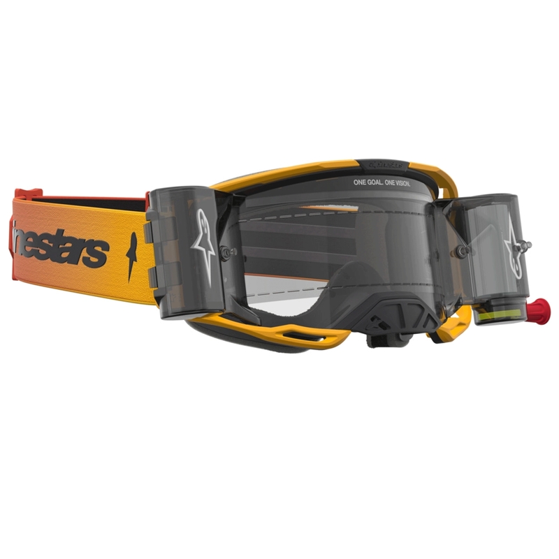 Alpinestars Vision 8 Amber Roll-Off motokrosa brilles, dzeltenas-sarkanas-melnas