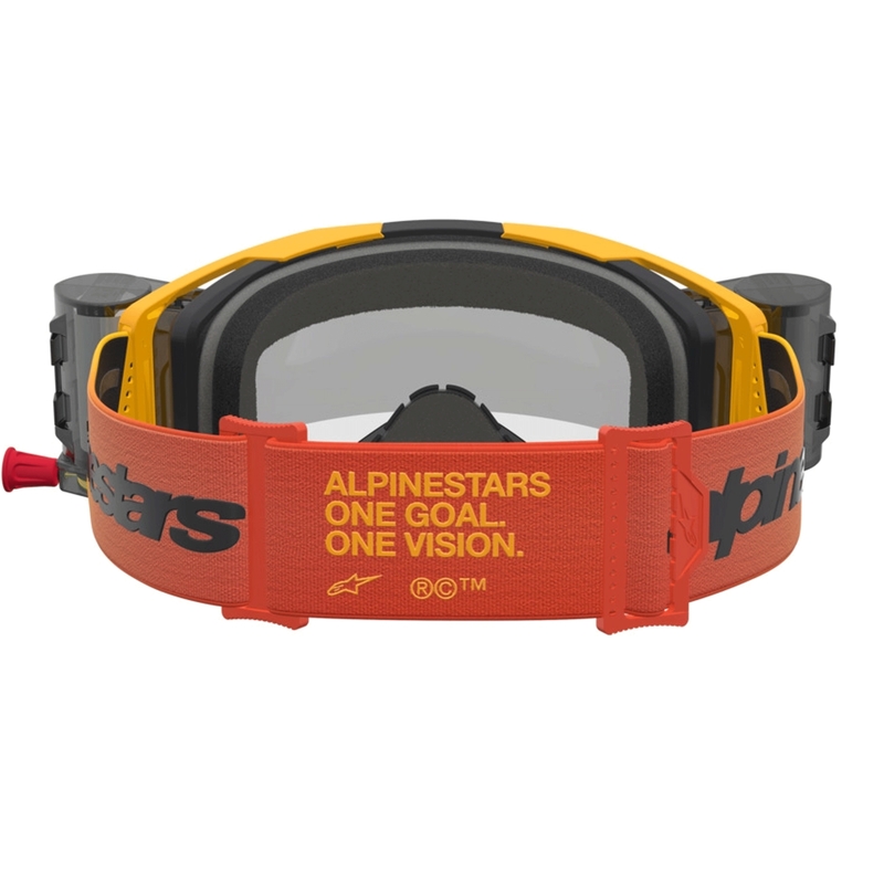 Alpinestars Vision 8 Amber Roll-Off motokrosa brilles, dzeltenas-sarkanas-melnas