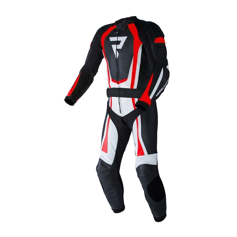 Rebelhorn Piston II PRO melns-balts-fluo sarkans motocikla kombinezons izpārdošana