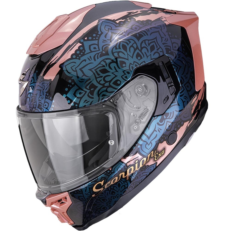 Scorpion EXO-1500 Air Vortex motocikla ķivere, melna-rozā-hameleona krāsā
