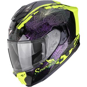 Scorpion EXO-1500 Air Vortex slēgta motocikla ķivere melna-fluorescējoši dzeltena-hameleona