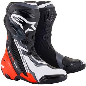 Alpinestars Supertech R melni-fluo sarkani-balti-pelēki motocikla zābaki