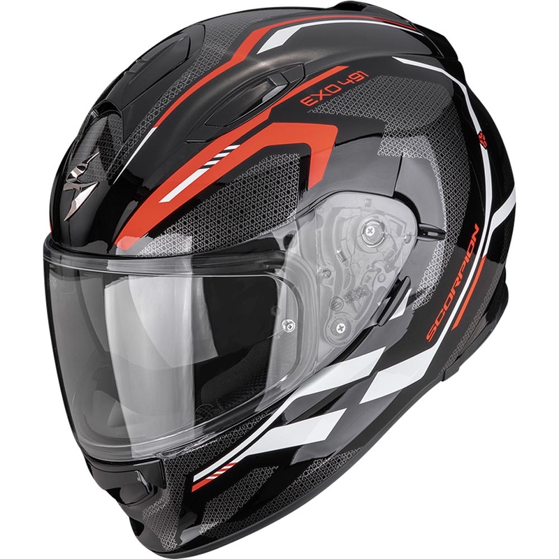 Scorpion EXO-491 KRYPTA motocikla ķivere, melna-sarkana-balta