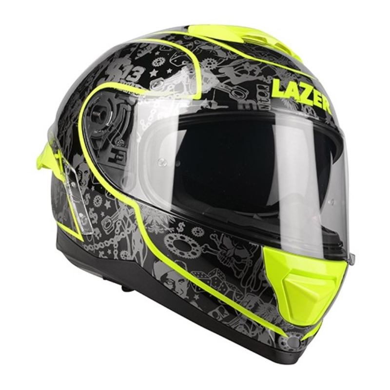 Lazer Rafale SR $13 Oriģināla melni pelēka-fluo dzeltena integrālā motocikla ķivere izpārdošana