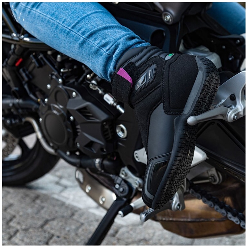Sieviešu Stylmartin Vector WP melni un rozā motocikla zābaki