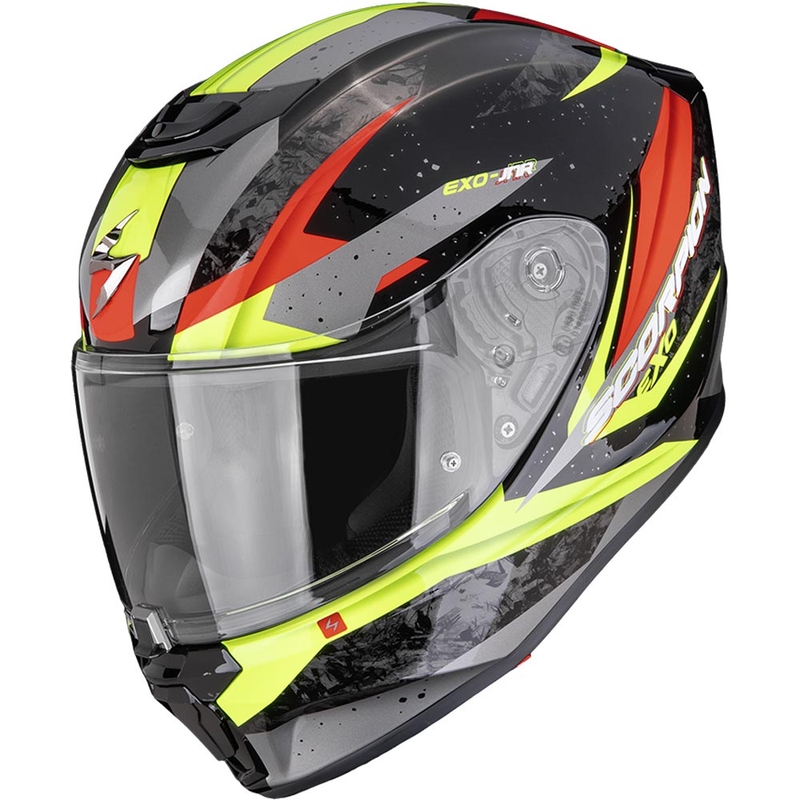 Scorpion EXO-JNR Air Tako bērnu motocikla ķivere melna-fluorescējoši dzeltena-sarkana