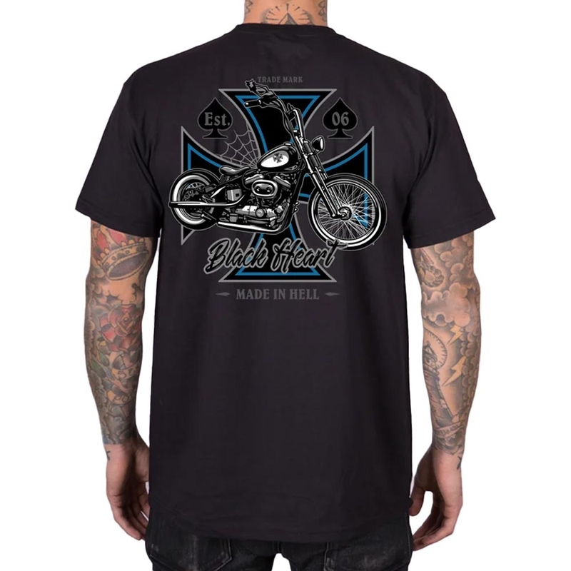 T-krekls Black Heart Chopper Cross melns