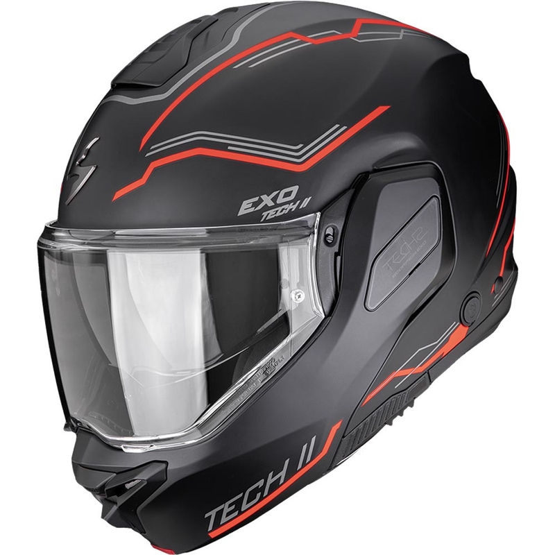 Scorpion EXO-TECH II Dash atveramā motocikla ķivere matēti melna-sudraba-sarkana