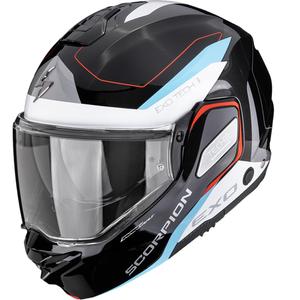Scorpion EXO-TECH II Passager atveramā motocikla ķivere melna-balta-zila
