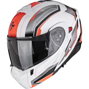 Scorpion EXO-930 EVO Space atverama motocikla ķivere, balta-sudraba-sarkana