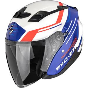 Scorpion EXO-Z1 Prymus atvērtā motocikla ķivere, balta-zila-sarkana