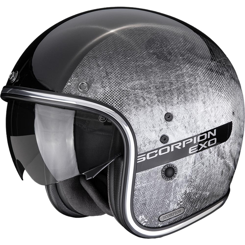 Scorpion Belfast II Quest atvērtā motocikla ķivere, melna-sudraba