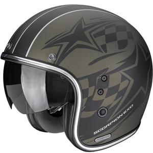 Scorpion Belfast II Flagstone atvērtā motocikla ķivere matēti zaļa-melna