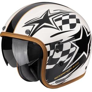 Scorpion Belfast II Flagstone atvērtā motocikla ķivere krēmkrāsas melna