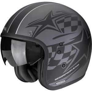 Scorpion Belfast II Flagstone atvērtā motocikla ķivere matēti sudrabaini melna